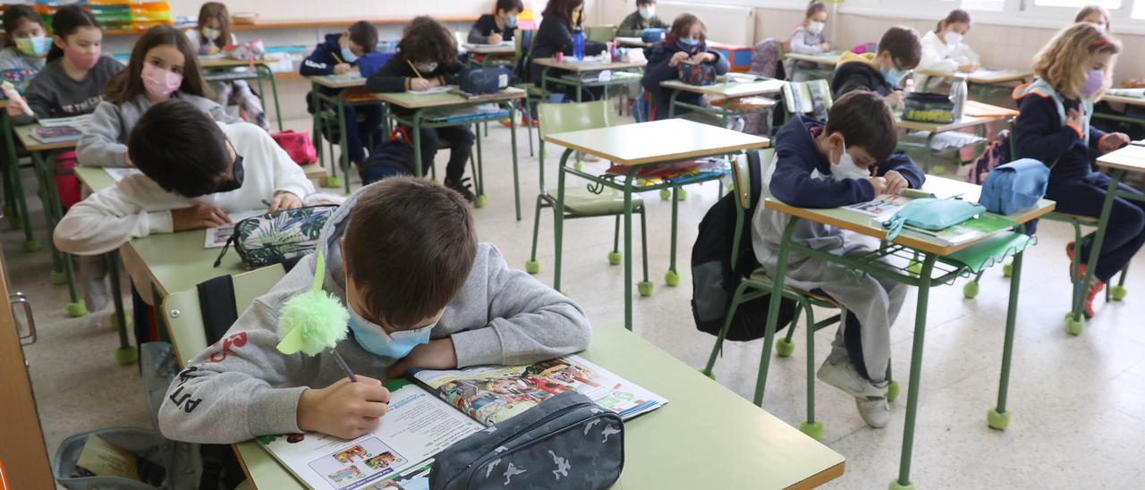 Alumnos de un colegio de Vigo.