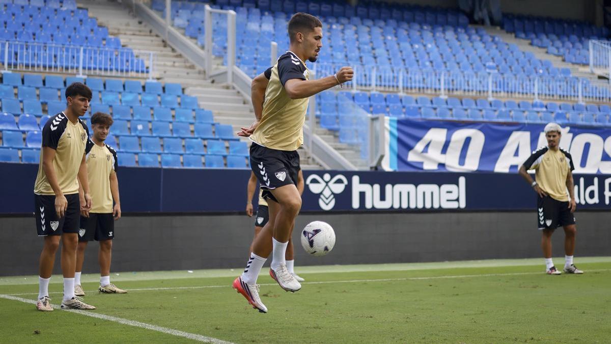 Chupe, en el entrenamiento de este domingo.