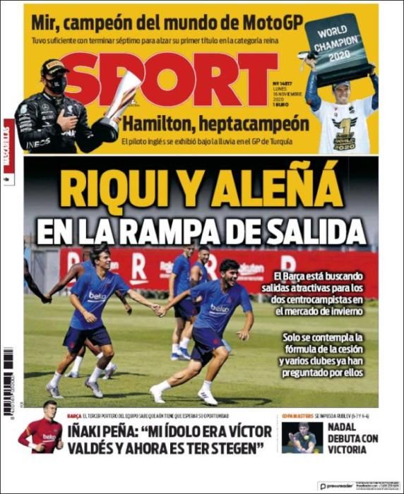 Portada SPORT lunes 16 noviembre 2020