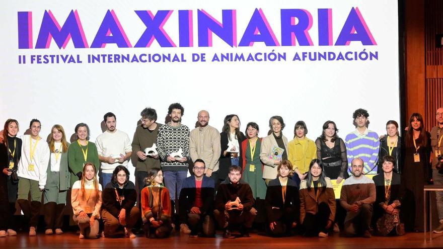 Premiados en la gala final del festival de animación, este domingo, en el auditorio de Afundación.   | // IMAXINARIA/MONCHO FUENTES