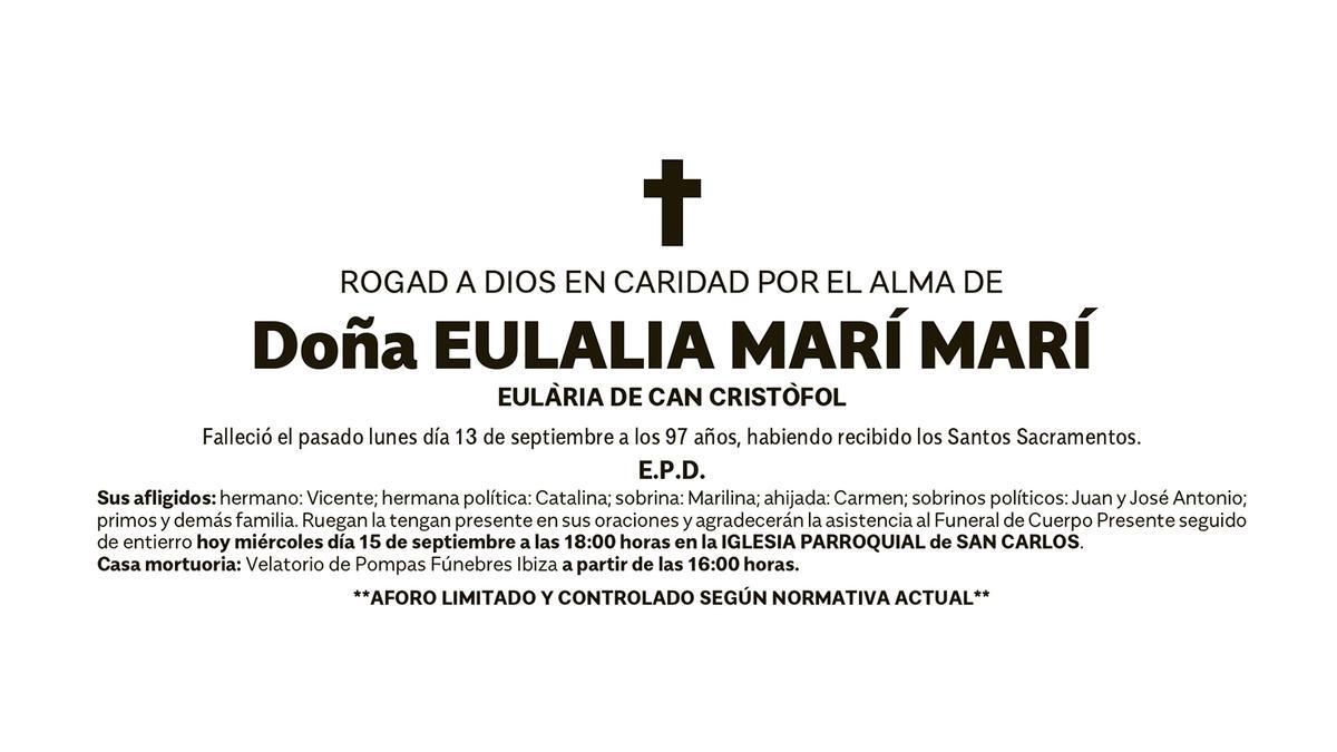 Esquela Eulalia Marí Marí