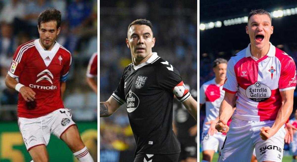Oubiña, Aspas y Jutglà con las tres últimas camisetas del Celta de edición especial