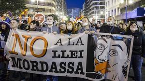 Manifestació en contra de la ’llei mordassa’ a València.