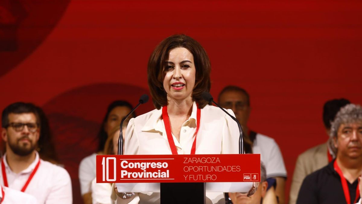 Teresa Ladrero, este sábado, durante el Congreso del PSOE Zaragoza.