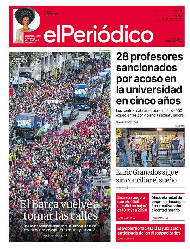 La portada d’EL PERIÓDICO del 16 de maig del 2023