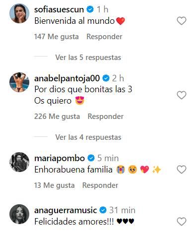 Algunos de los comentarios más destacados en la publicación del nacimiento de la hija de Dulceida y Alba Paul