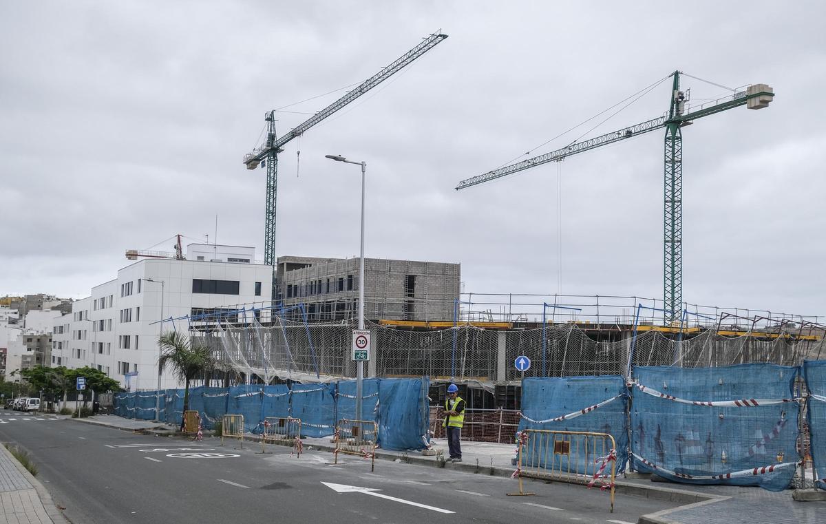 Construcción de viviendas públicas en Tamaraceite Sur esta semana.