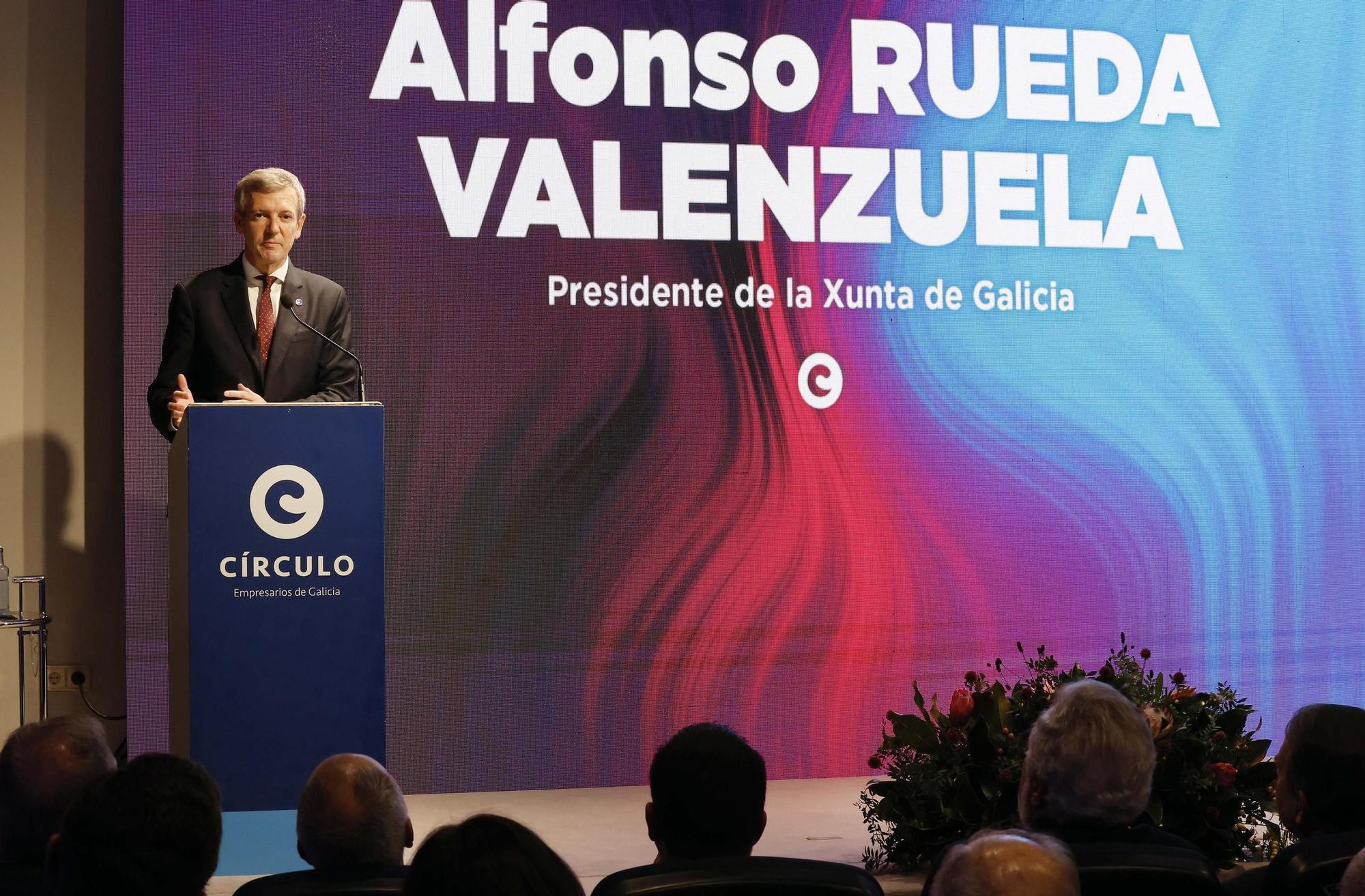 Alfonso Rueda, presidente de la Xunta de Galicia, durante su intervención en el Círculo de Empresarios de Galicia