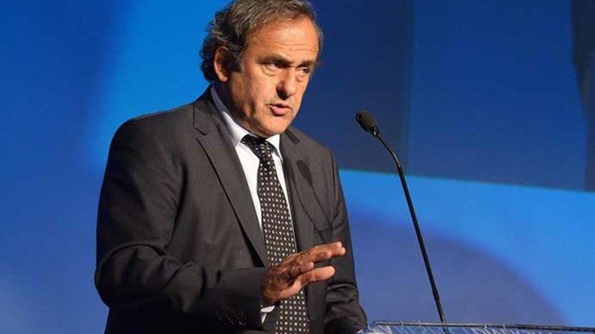 Michel Platini durante un acto de la UEFA