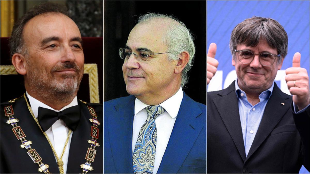 Manuel Marchena, Pablo Llarena y Carles Puigdemont, de izquierda a derecha