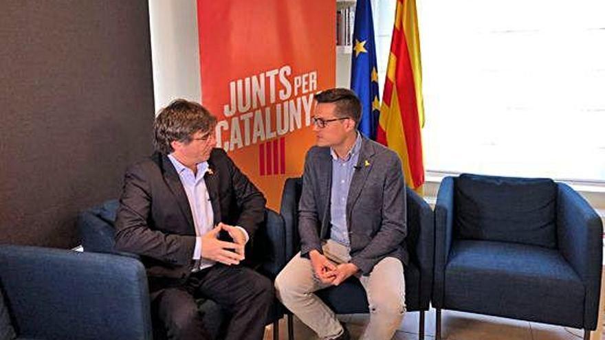 Jordi Sabata durant la trobada amb Carles Puigdemont, ahir a Waterloo