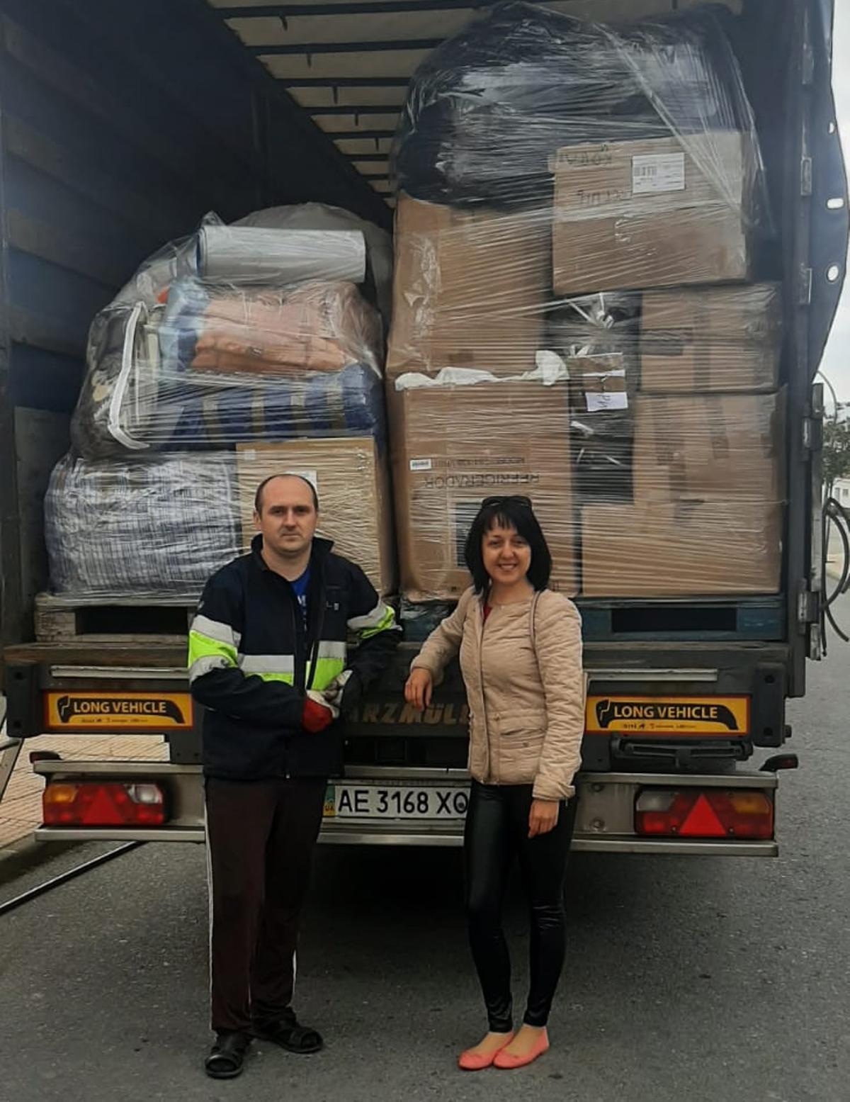 Imagen del camión con la ayuda enviada desde Malpartida de Plasencia.