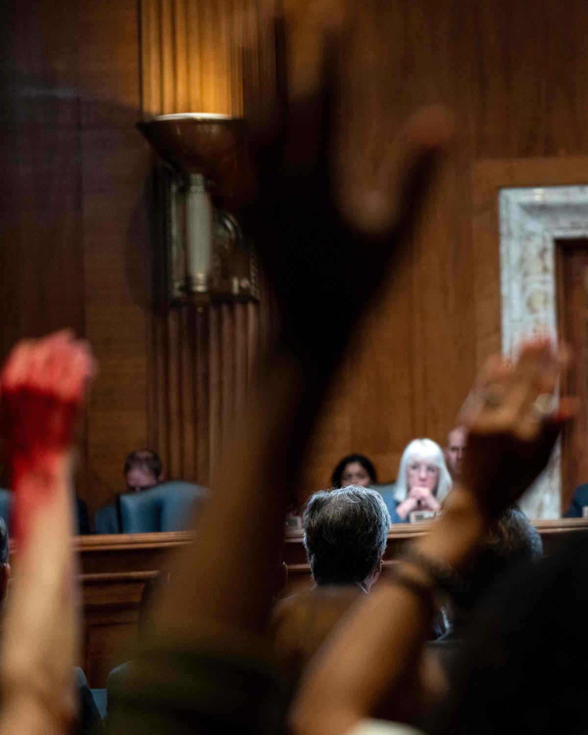 Manifestantes propalestinos interrumpen el discurso de Blinken en el Senado de Estados Unidos