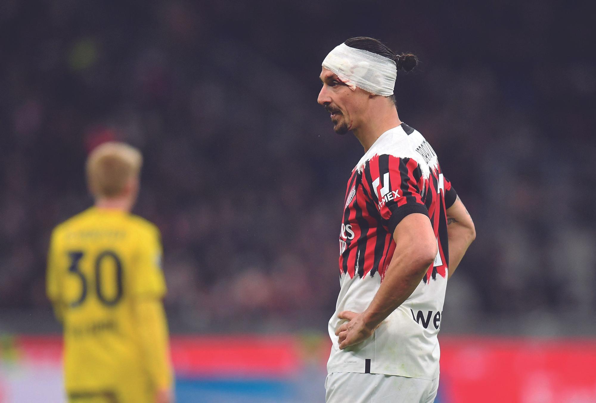 Ibra durante el partido del Milan