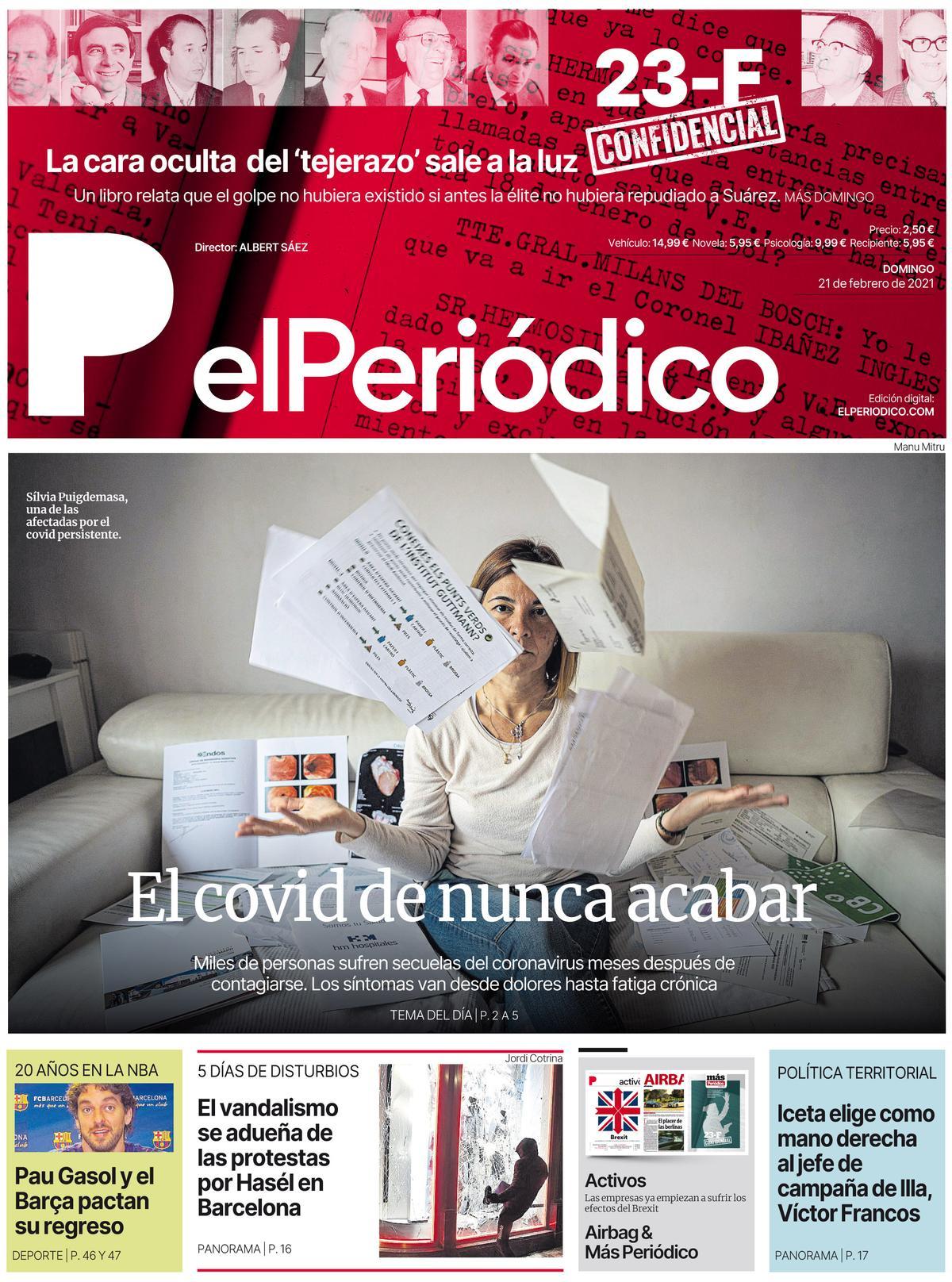 La portada d’EL PERIÓDICO del 21 de febrer del 2021