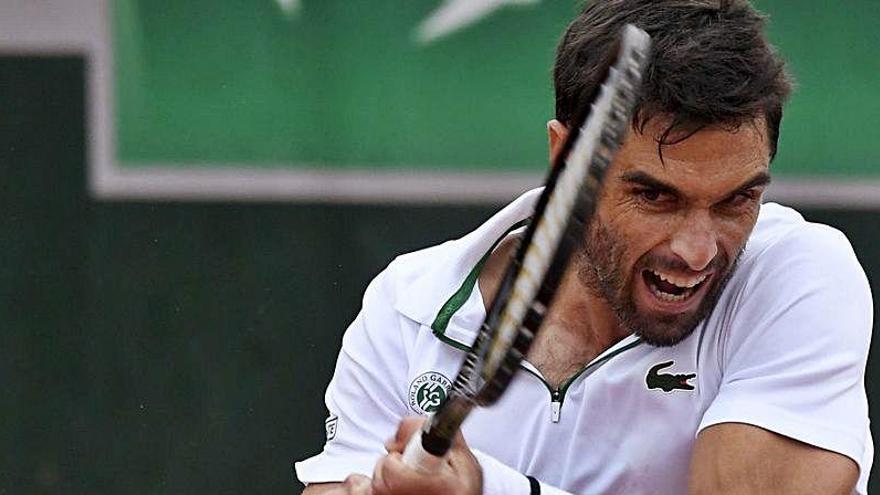 Pablo Andújar, durante el encuentro ante Stefano Travaglia.