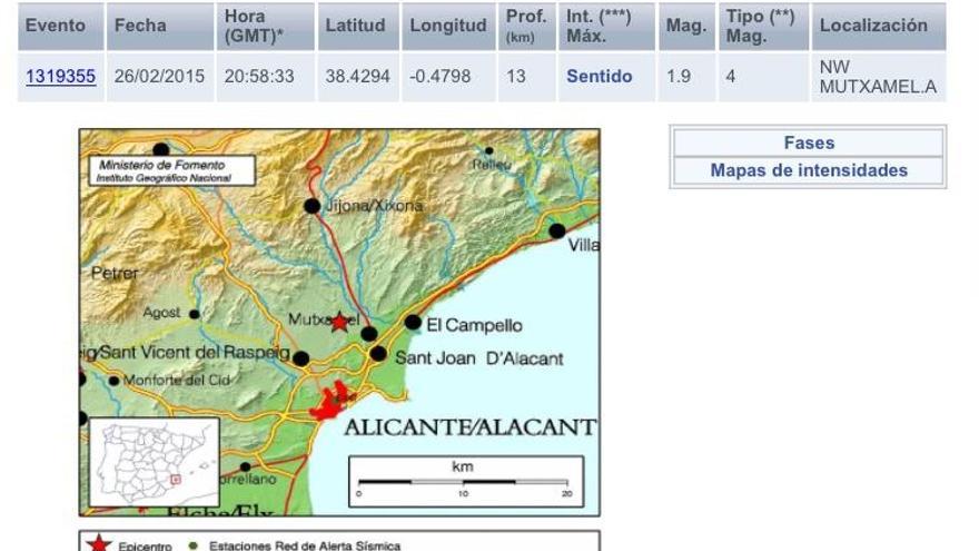 Un pequeño terremoto se deja sentir en Mutxamel