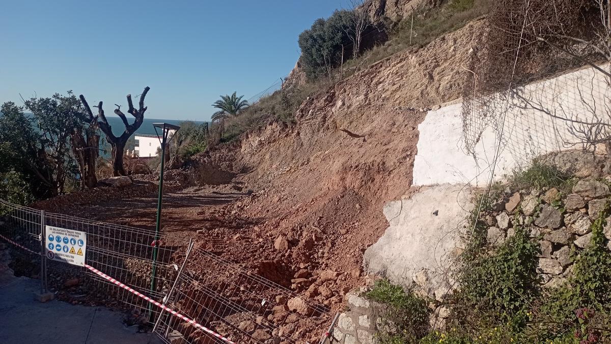 Vista del solar en obras, al final de la calle Vicente Espinel, en el Monte de San Telmo, en febrero.
