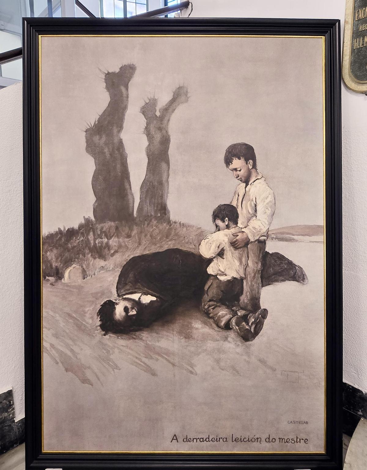Unha réplica do cadro de Castelao «A derradeira lección do mestre», exposto no IES Santa Irene de Vigo