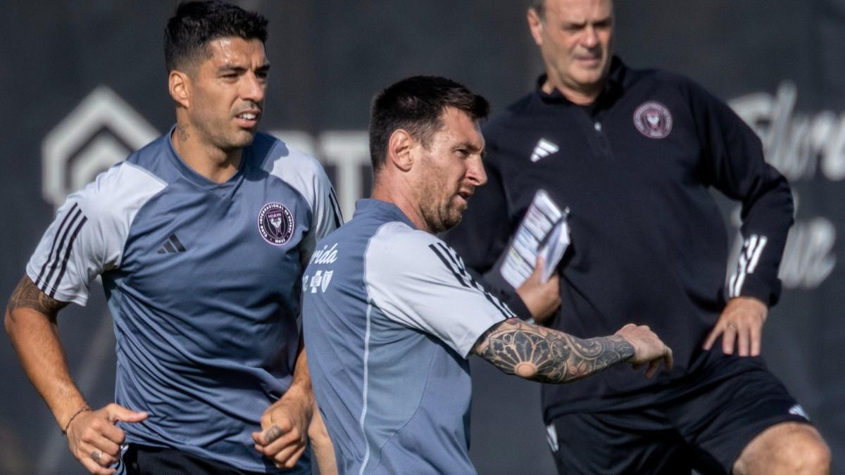 Luis Suárez y Messi, en su primer entrenamiento juntos en Miami