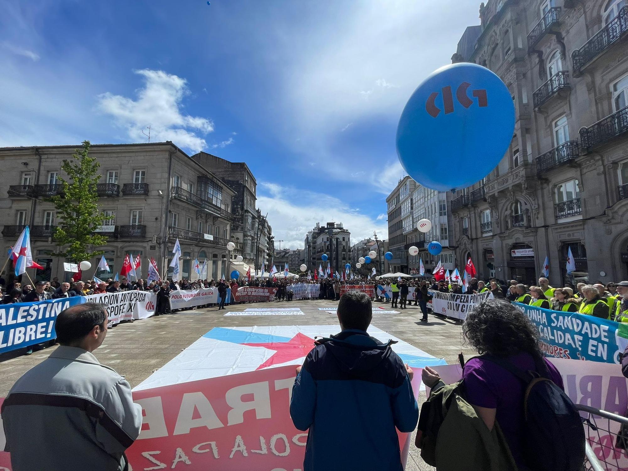 Lectura del manifiesto de la CIG en este Primero de Mayo en Vigo