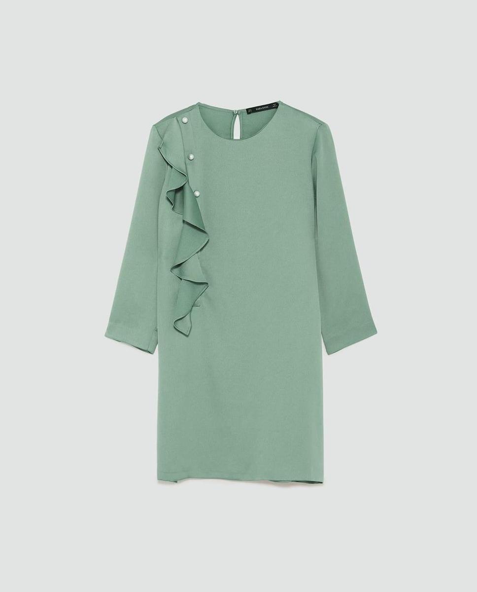 Vestido mini verde agua con detalles de Zara