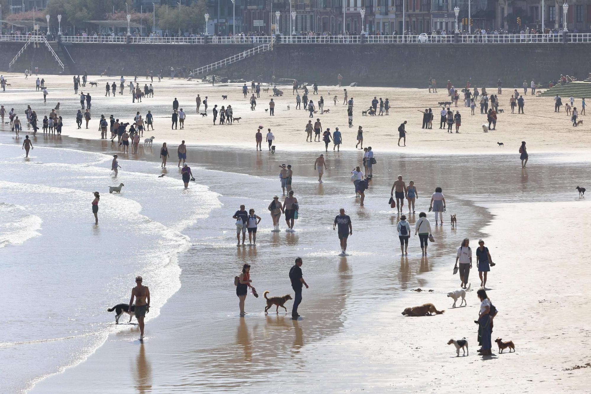 Ambiente playero en Gijón tras otra jornada de sol y calor (en imágenes)