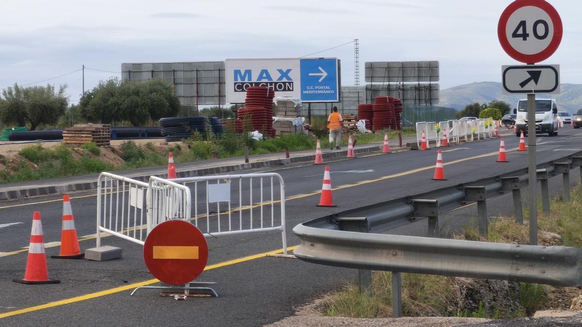 Imagen de las obras de la antigua N-340 a su paso por Vinaròs.