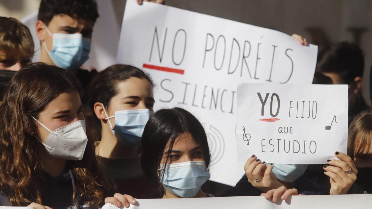 Reciente protesta de los alumnos del Bachillerato Musical en Córdoba.