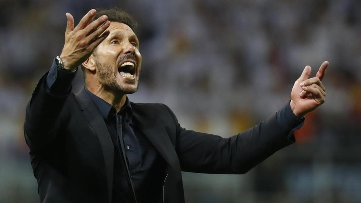 Diego Pablo Simeone, durante la final de la Champions en Milán