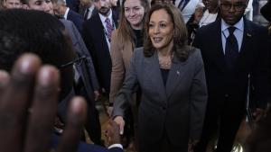 La vicepresidenta de Estados Unidos y candidata demócrata, Kamala Harris, en la Casa Blanca, esta semana.