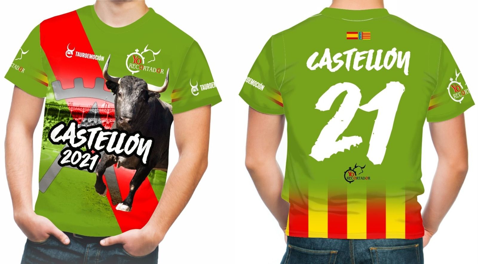 Camiseta exclusiva que lucirán los 16 recortadores el próximo día 25 de septiembre en la plaza de toros de Castelló.