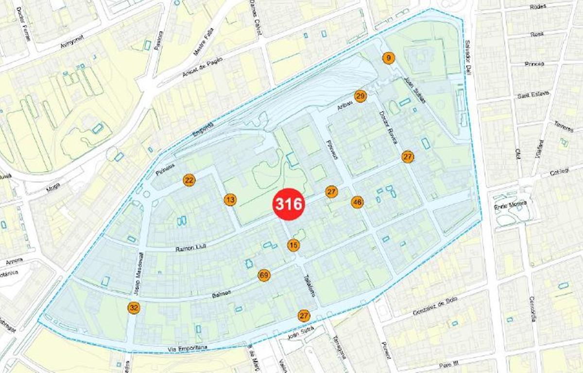 Plànol del perímetre de la nova Zona Verda del Poblenou