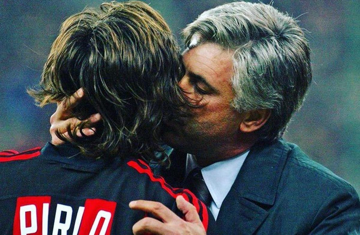 Ancelotti y Pirlo cuando coincidieron en el AC Milan