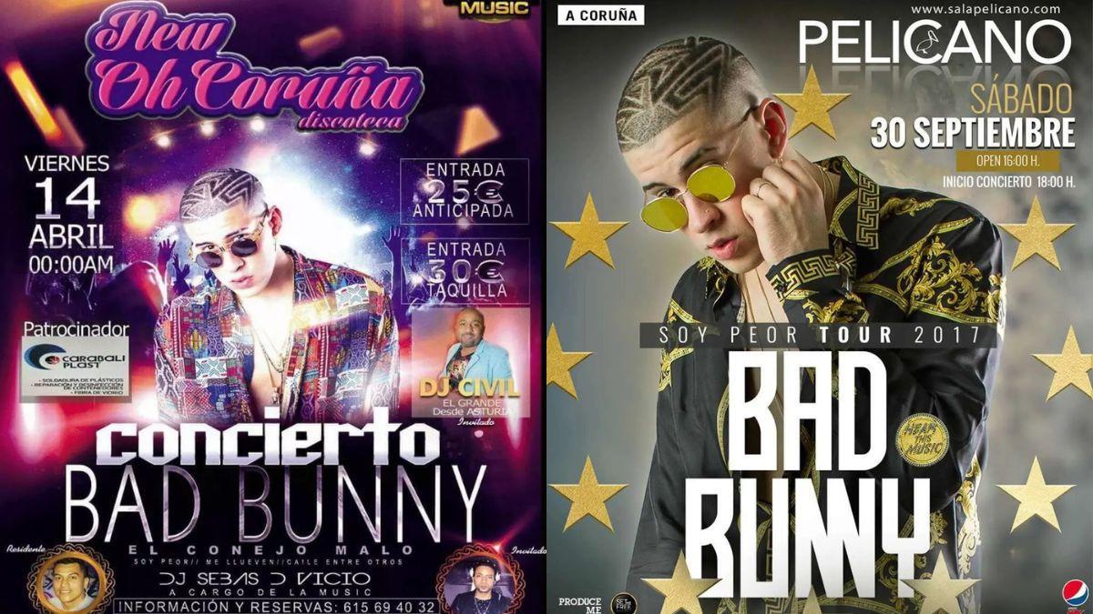 Carteles de Bad Bunny en New Oh Coruña y la Sala Pelicano