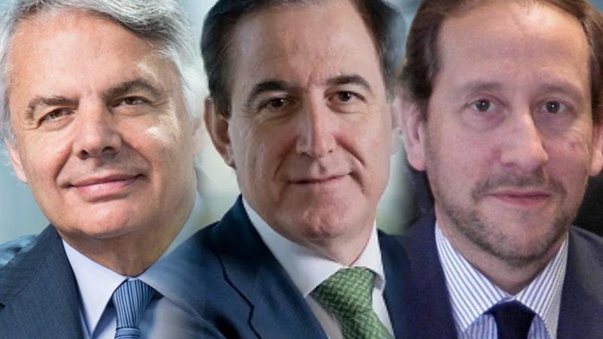 Desde la izquierda, Ignacio Garralda, consejero delegado de Mutua Madrileña; Antonio Huertas, presidente de Mapfre, y Francisco Lara, presidente de Pelayo