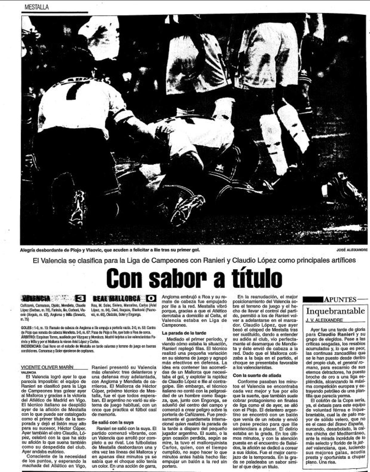 Crónica del Valencia-Mallorca de 1999