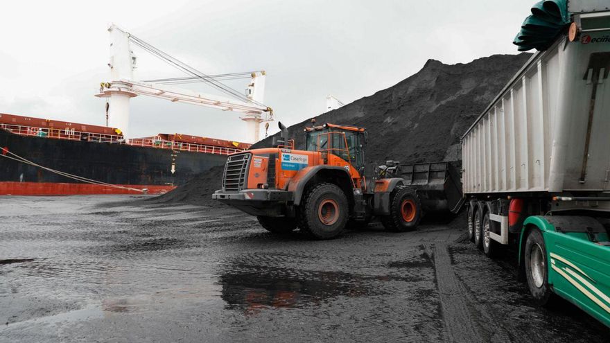 Labores de carga de graneles en el muelle de Raíces. | MARA VILLAMUZA