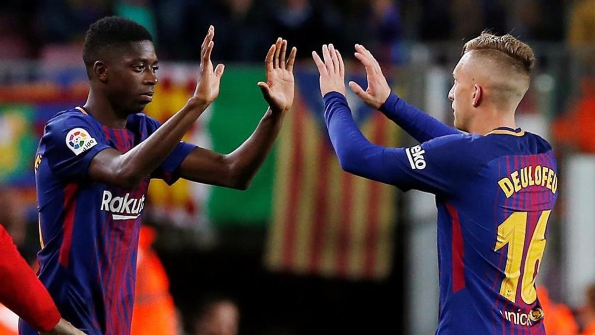 Deulofeu cede su sitio a Dembélé en el Barça-Espanyol.