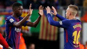 Deulofeu cede su sitio a Dembélé en el Barça-Espanyol.