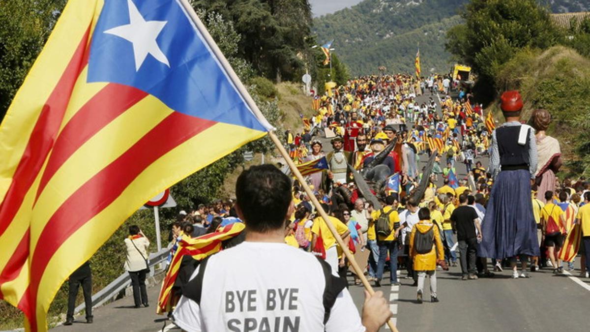 Manifestación independentista en Avinyó Nou, en el Penedès.