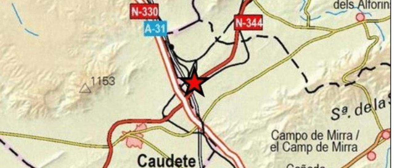 Mapa de localización del movimiento sísmico en la localidad de Cañada.