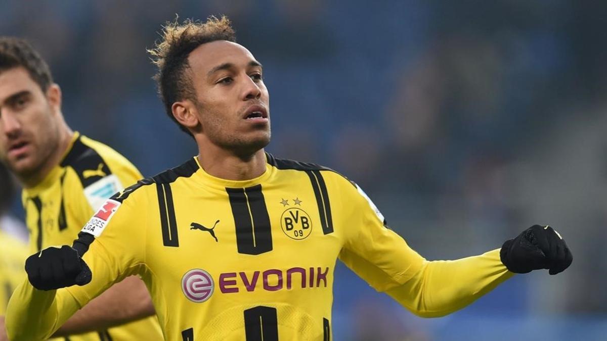 Aubameyang, aún con la camiseta del Dortmund.