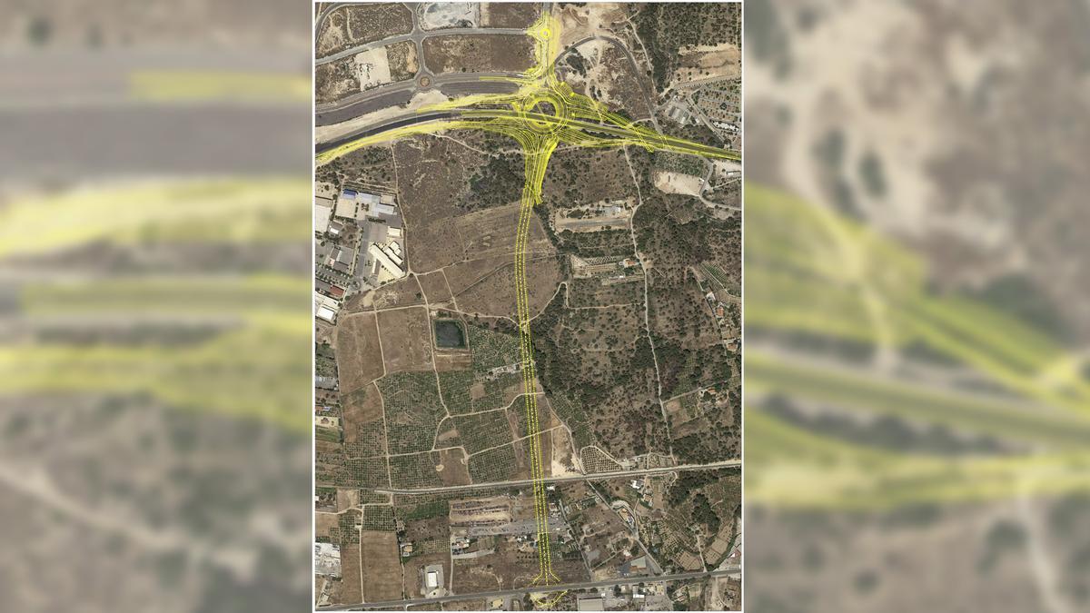 El plano de los accesos desde la N-332 al polígono de Benidorm.