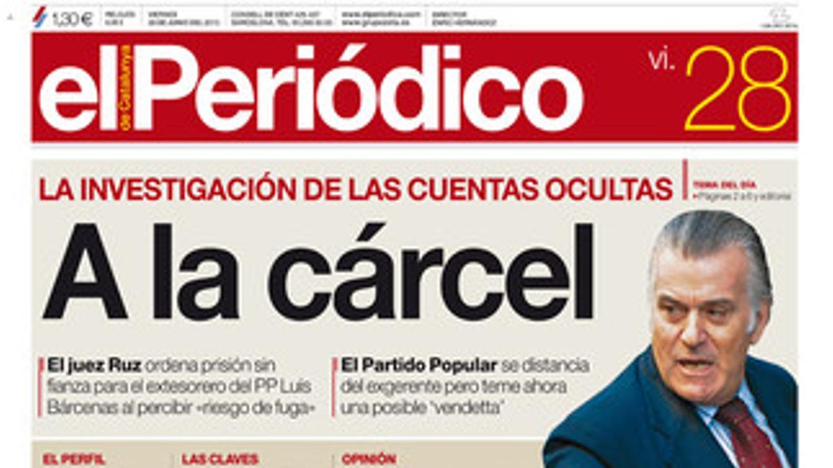 La portada de EL PERIÓDICO (28-6-2013).