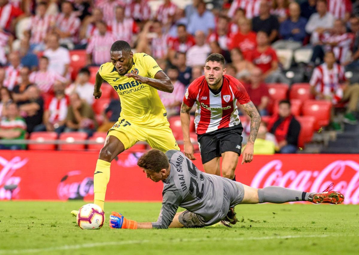 Karl Toko Ekambi marcó el tercero del 0-3 en la última victoria del Villarreal en Bilbao en 2018.