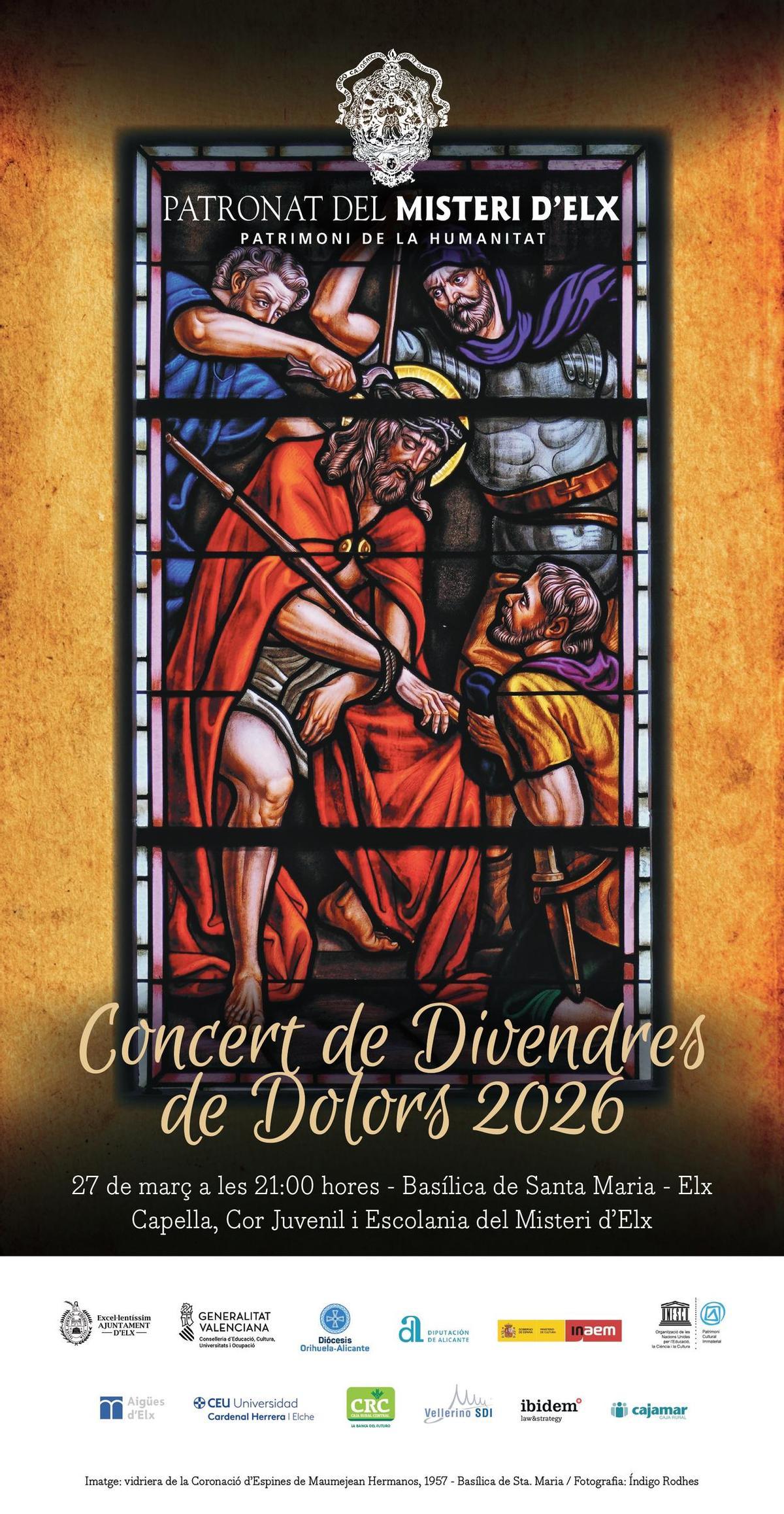 Cartel del concierto del Misteri d'Elx de este Viernes de Dolores