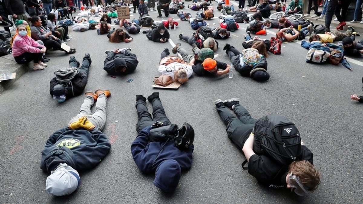 Manifestación en Portland por el asesinato de Floyd.