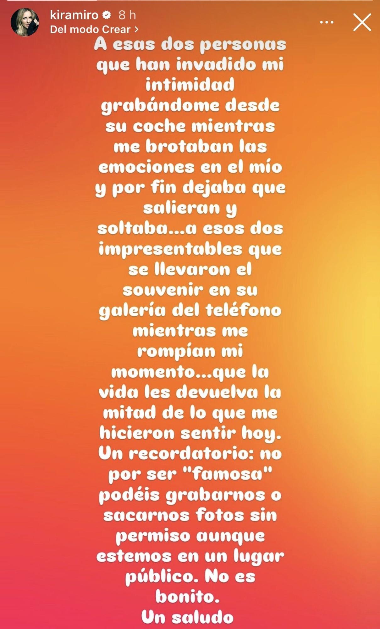 Kira Miró se ha enfadado enormemente por dos personas que le estaban grabando