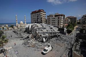 Un edificio derruido en la ciudad de Gaza a causa de los bombardeos israelís.